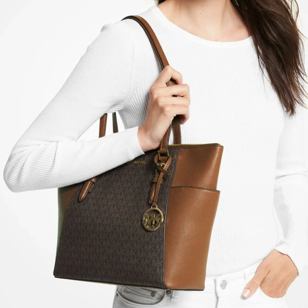 👜 MICHAEL KORS 🌺 Leather Top-Zip Tote Bag - Picture 3 of 3